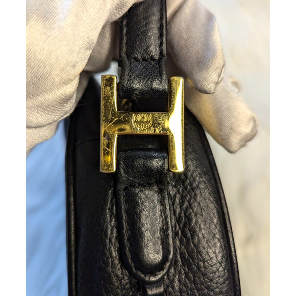 MCM Bag Black Tambourine Shoulder Crossbody Bag Authentic Vintage Purse Round - Picture 16 of 16